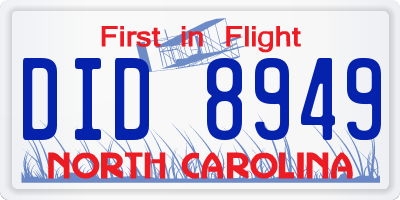 NC license plate DID8949