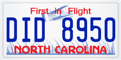 NC license plate DID8950