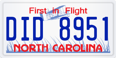 NC license plate DID8951