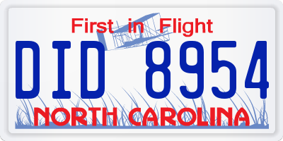 NC license plate DID8954