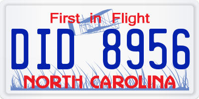 NC license plate DID8956