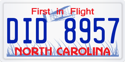 NC license plate DID8957