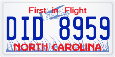 NC license plate DID8959