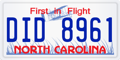 NC license plate DID8961