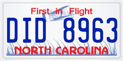NC license plate DID8963