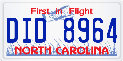 NC license plate DID8964
