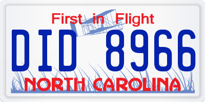 NC license plate DID8966