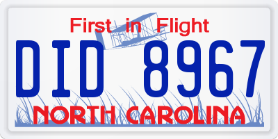 NC license plate DID8967