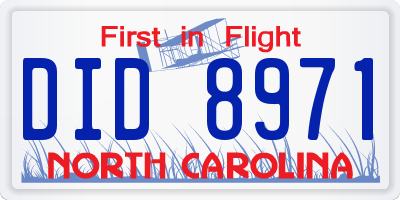 NC license plate DID8971