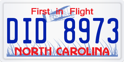 NC license plate DID8973