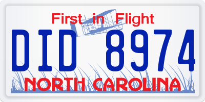 NC license plate DID8974