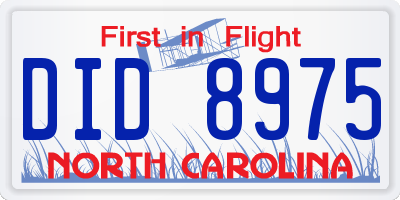 NC license plate DID8975