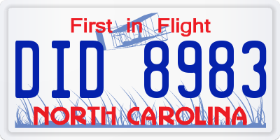 NC license plate DID8983