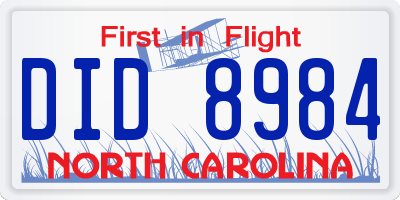 NC license plate DID8984