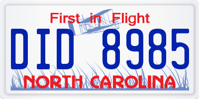 NC license plate DID8985