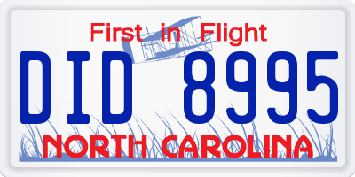 NC license plate DID8995