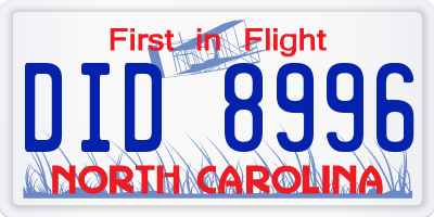 NC license plate DID8996