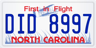 NC license plate DID8997