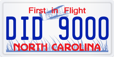 NC license plate DID9000