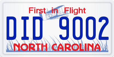 NC license plate DID9002