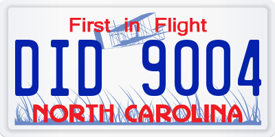 NC license plate DID9004
