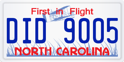NC license plate DID9005