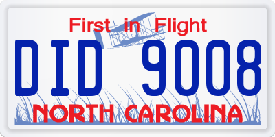 NC license plate DID9008