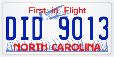 NC license plate DID9013
