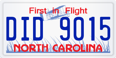 NC license plate DID9015