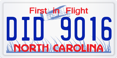NC license plate DID9016