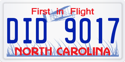 NC license plate DID9017