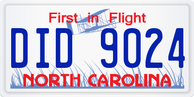 NC license plate DID9024