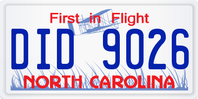 NC license plate DID9026