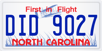 NC license plate DID9027