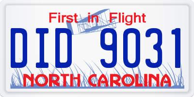 NC license plate DID9031