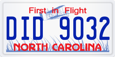 NC license plate DID9032