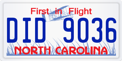 NC license plate DID9036