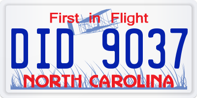 NC license plate DID9037