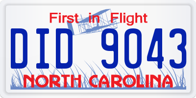 NC license plate DID9043