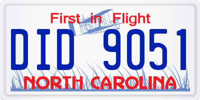 NC license plate DID9051