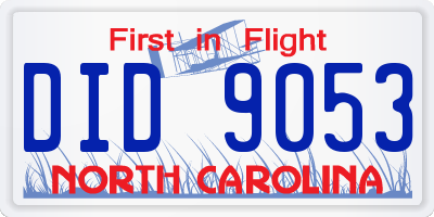NC license plate DID9053