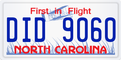 NC license plate DID9060