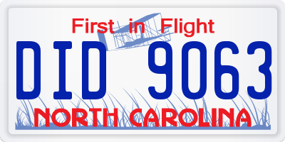 NC license plate DID9063