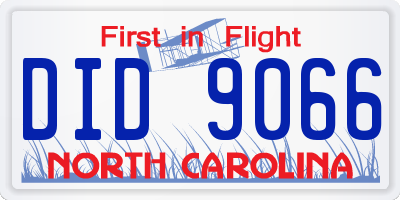 NC license plate DID9066
