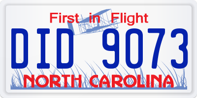 NC license plate DID9073