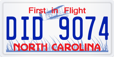 NC license plate DID9074