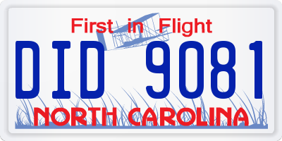 NC license plate DID9081