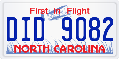 NC license plate DID9082