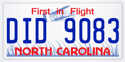 NC license plate DID9083