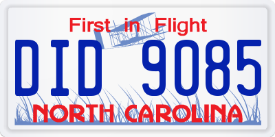 NC license plate DID9085